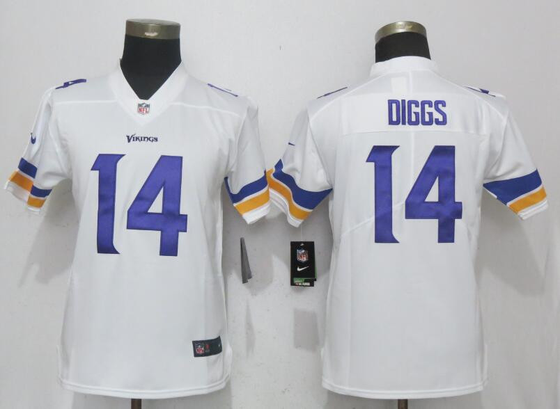  Vikings 14 Stefon Diggs White Women Vapor Untouchable Limited Jersey