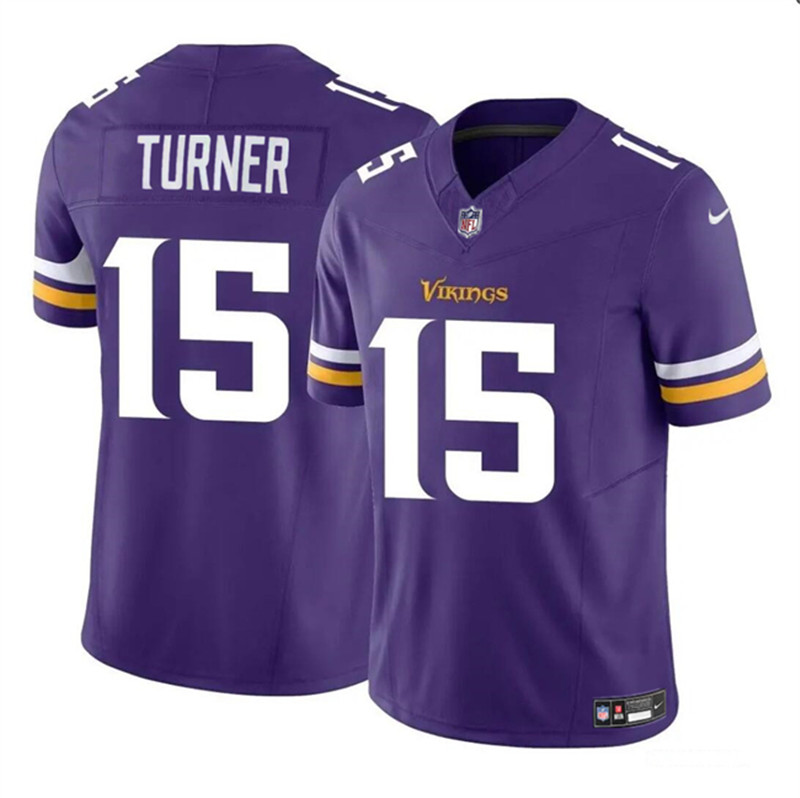 Nike Vikings 15 Dallas Turner Purple 2024 NFL Draft Vapor Limited Jersey