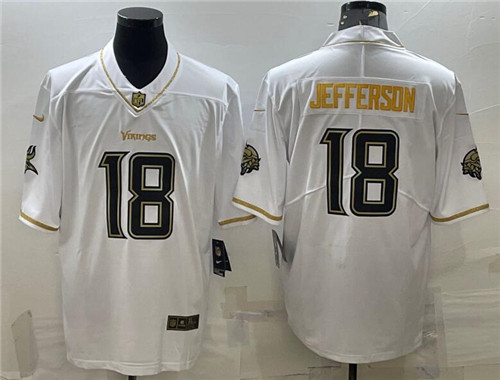 Nike Vikings 18 Justin Jefferson White Gold Vapor Untouchable Limited Jersey