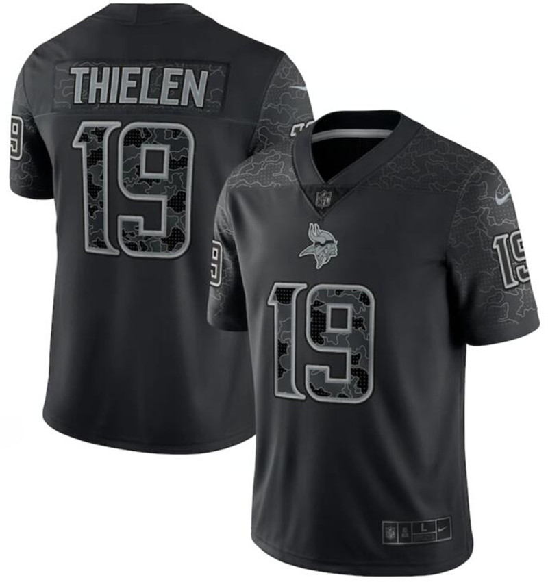 Nike Vikings 19 Adam Thielen Black RFLCTV Limited Jersey