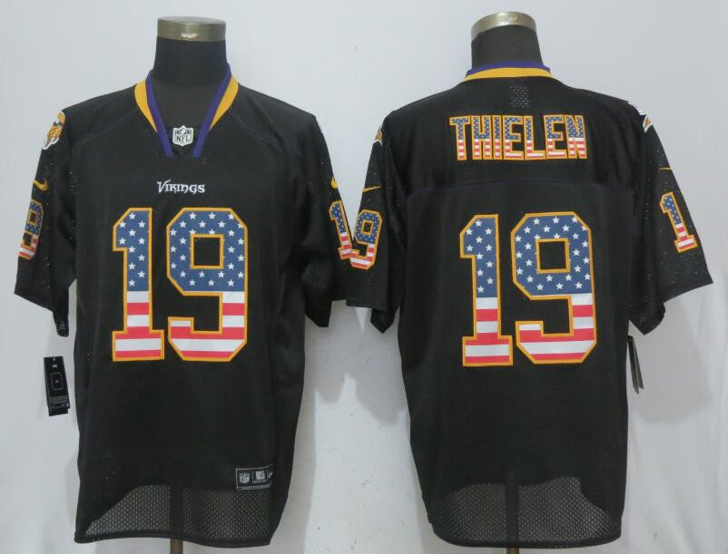  Vikings 19 Adam Thielen Black USA Flag Fashion Elite Jersey