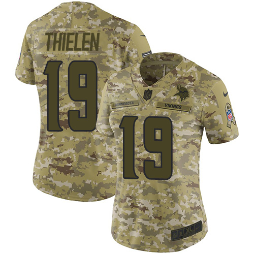  Vikings 19 Adam Thielen Camo Women Salute To Service Limited Jersey