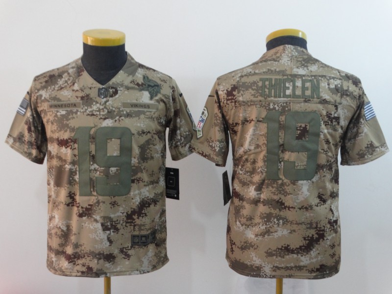  Vikings 19 Adam Thielen Camo Youth Salute To Service Limited Jersey