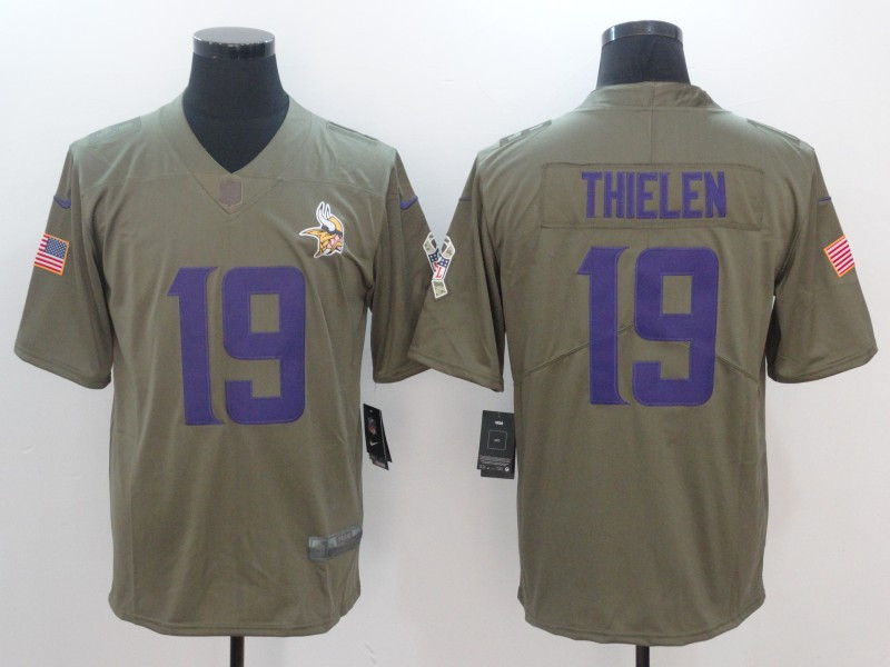  Vikings 19 Adam Thielen Olive Salute To Service Limited Jersey