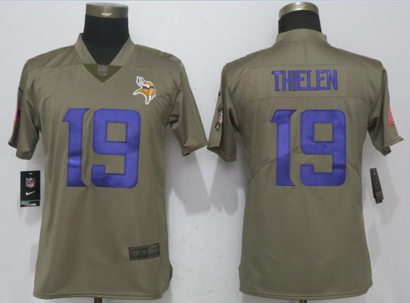  Vikings 19 Adam Thielen Olive Women Salute To Service Limited Jersey