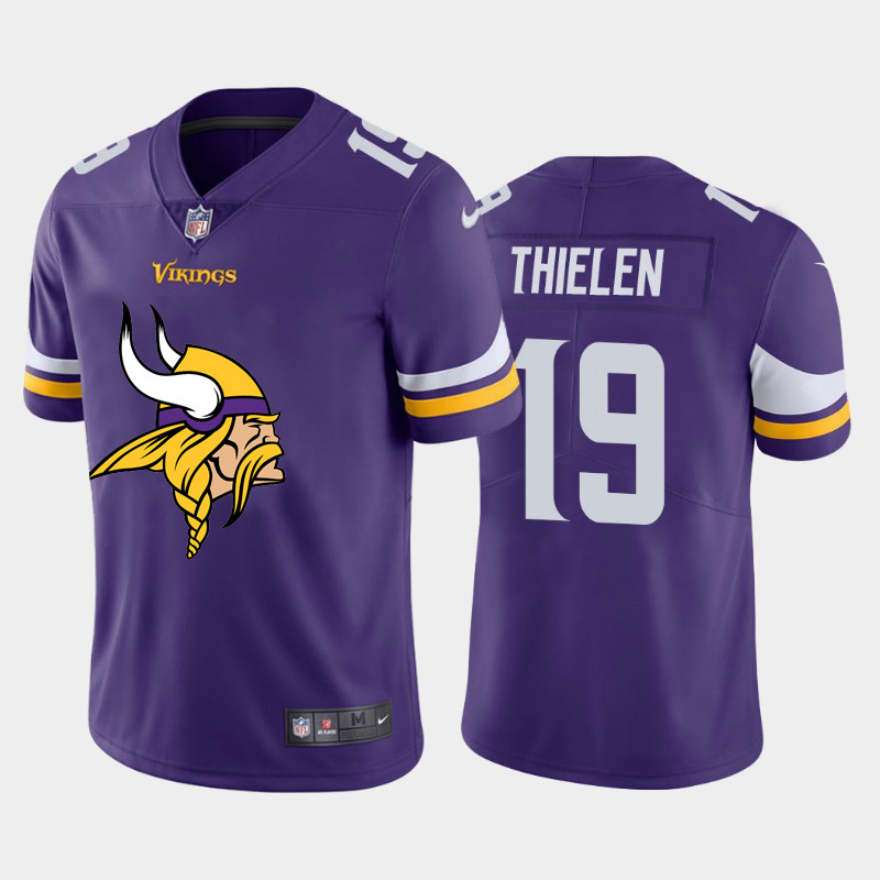 Nike Vikings 19 Adam Thielen Purple Team Big Logo Vapor Untouchable Limited Jersey