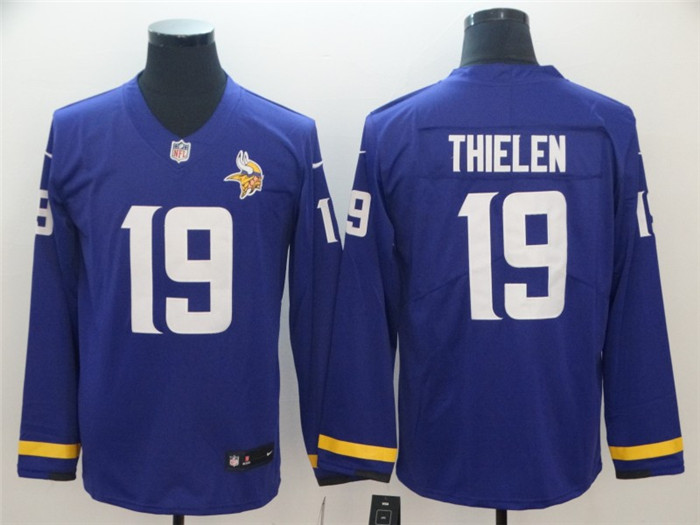  Vikings 19 Adam Thielen Purple Therma Long Sleeve Jersey