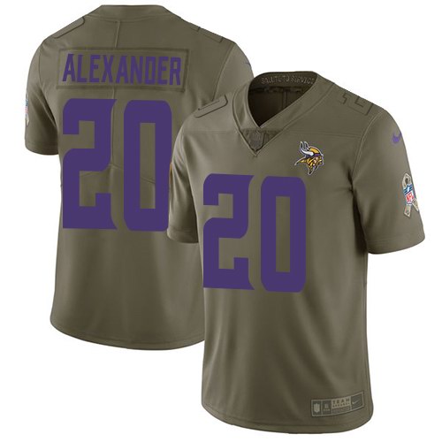  Vikings 20 Mackensie Alexander Olive Salute To Service Limited Jersey