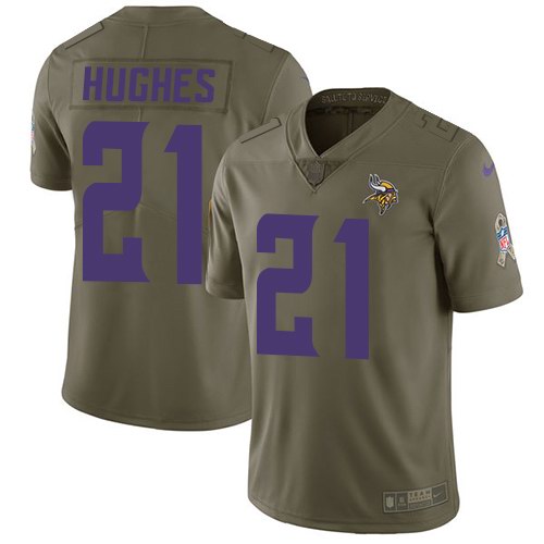  Vikings 21 Mike Hughes Olive Salute To Service Limited Jersey