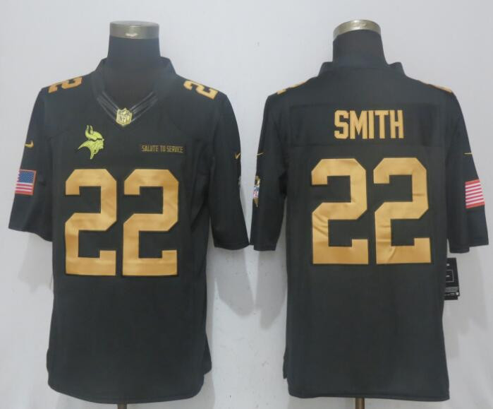  Vikings 22 Harrison Smith Anthracite Gold Salute to Service Limited Jersey