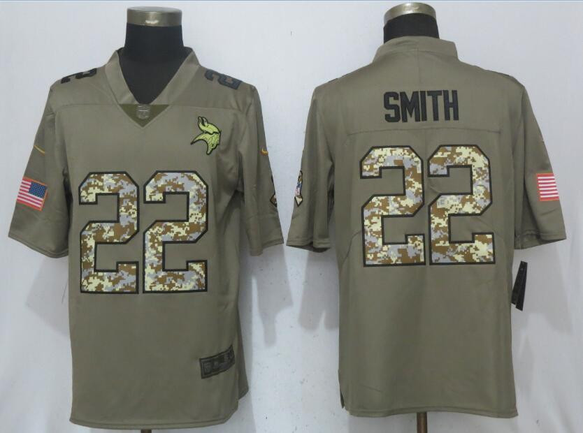  Vikings 22 Harrison Smith Olive Camo Salute To Service Limited Jersey