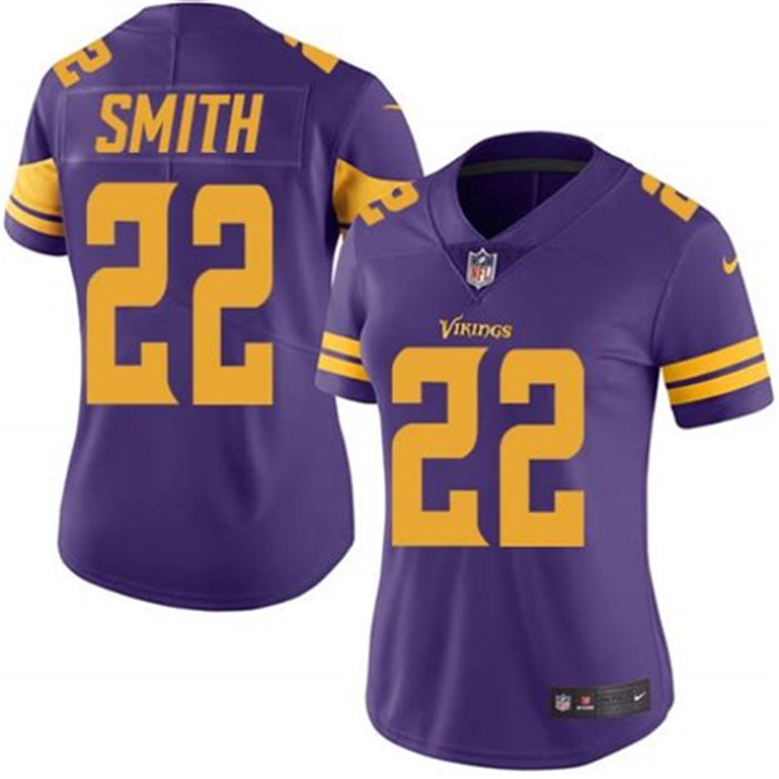  Vikings 22 Harrison Smith Purple Women Color Rush Limited Jersey