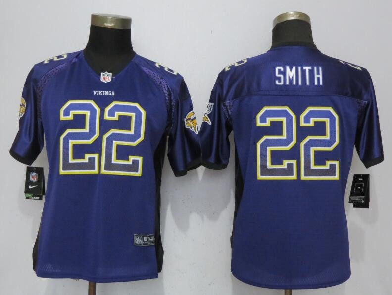  Vikings 22 Harrison Smith Purple Women Drift Fashion Jersey