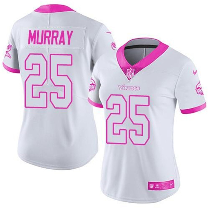  Vikings 25 Latavius Murray White Pink Women Rush Limited Jersey