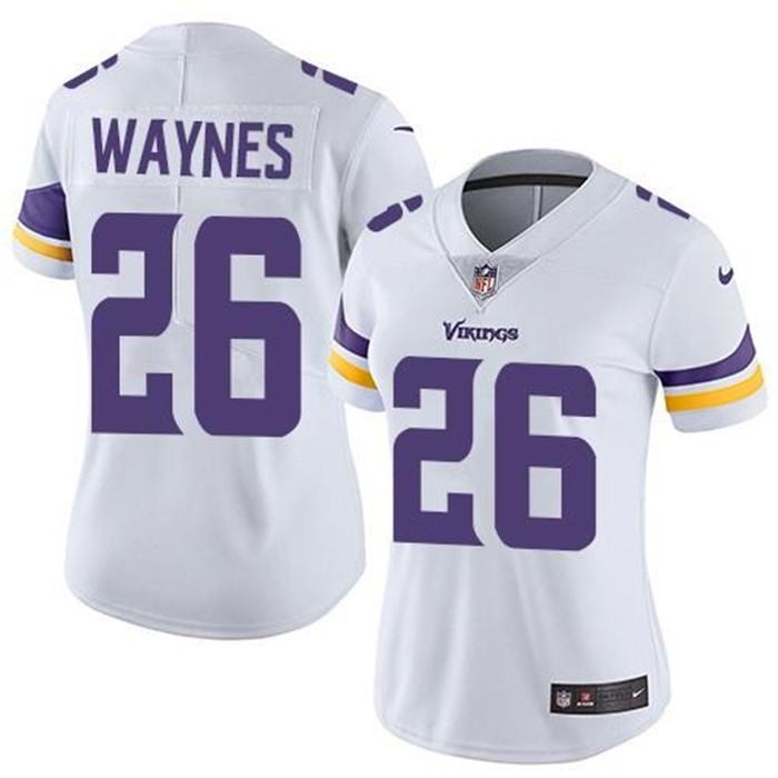  Vikings 26 Trae Waynes White Women Vapor Untouchable Limited Jersey