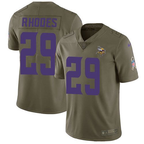  Vikings 29 Xavier Rhodes Olive Salute To Service Limited Jersey