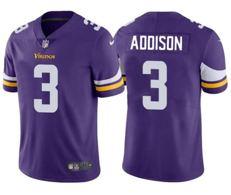 Nike Vikings 3 Jordan Addison Purple 2023 NFL Draft Vapor Limited Jersey