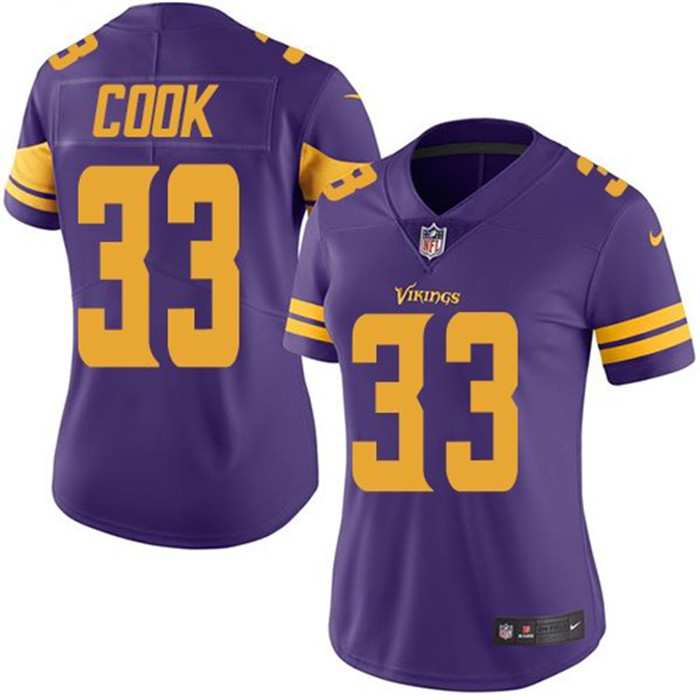  Vikings 33 Dalvin Cook Purple Women Color Rush Limited Jersey