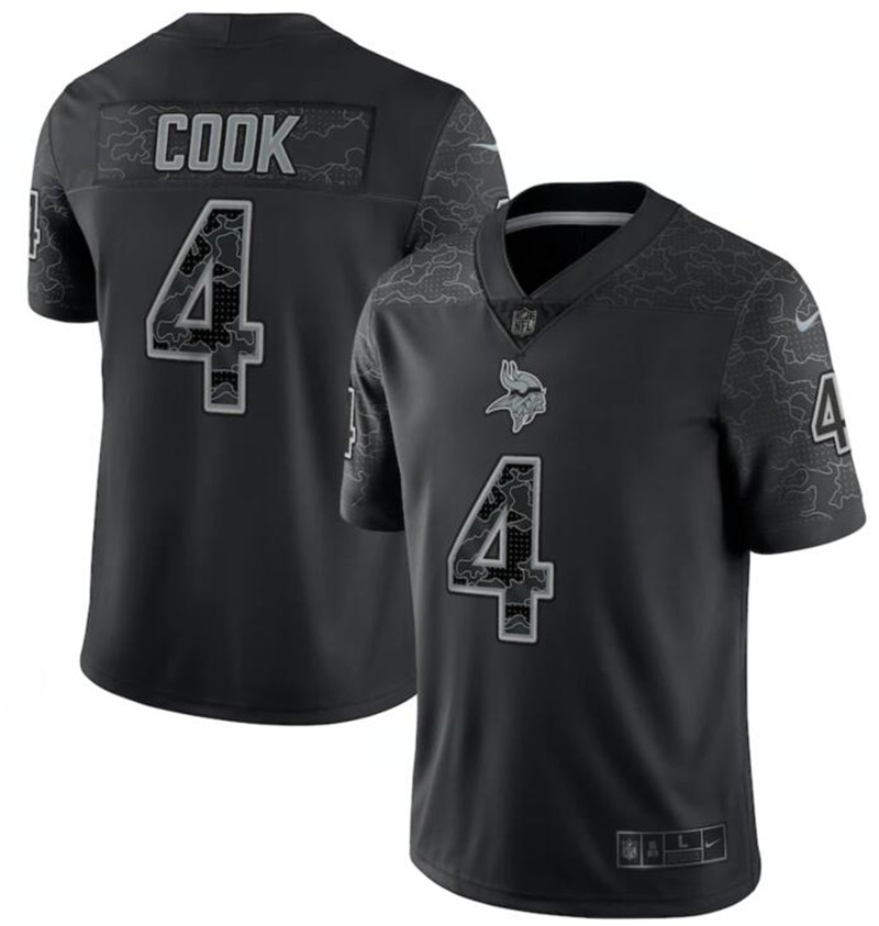 Nike Vikings 4 Dalvin Cook Black RFLCTV Limited Jersey