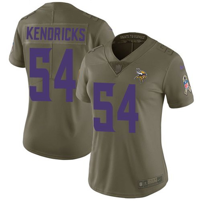  Vikings 54 Eric Kendricks Olive Women Salute To Service Limited Jersey