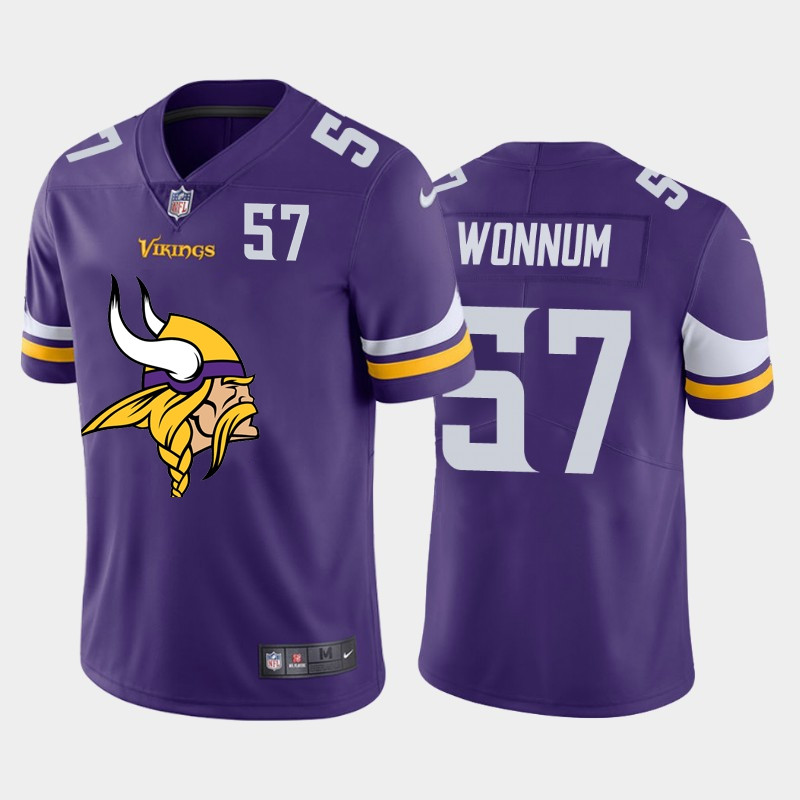 Nike Vikings 57 D.J. Wonnum Purple Team Big Logo Number Vapor Untouchable Limited Jersey