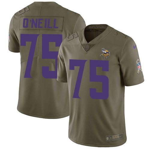  Vikings 75 Brian O'Neill Olive Salute To Service Limited Jersey