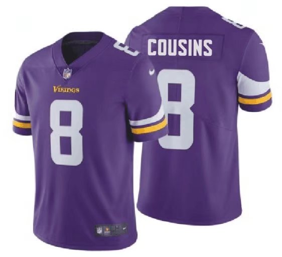  Vikings 8 Kirk Cousin Purple Vapor Untouchable Player Limited Jersey