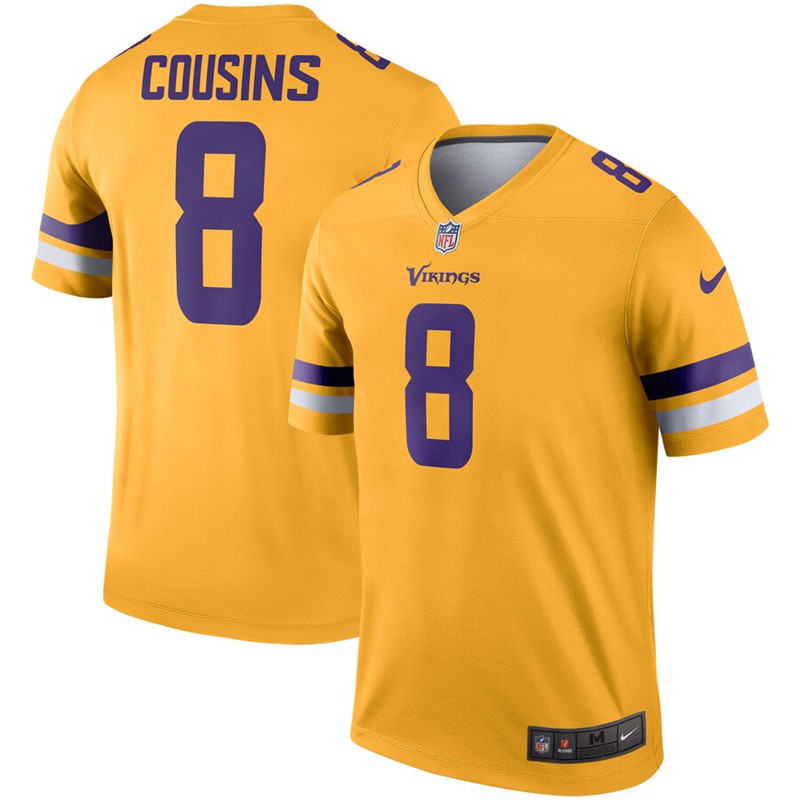 Nike Vikings 8 Kirk Cousins Gold Inverted Legend Jersey