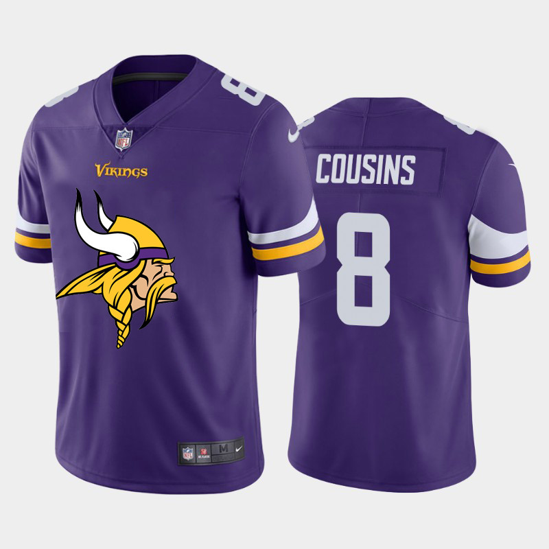 Nike Vikings 8 Kirk Cousins Purple Team Big Logo Vapor Untouchable Limited Jersey