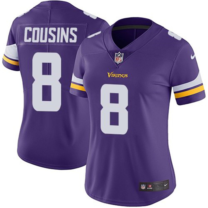  Vikings 8 Kirk Cousins Purple Women Vapor Untouchable Limited Jersey