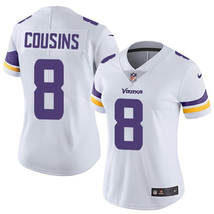  Vikings 8 Kirk Cousins White Women Vapor Untouchable Limited Jersey