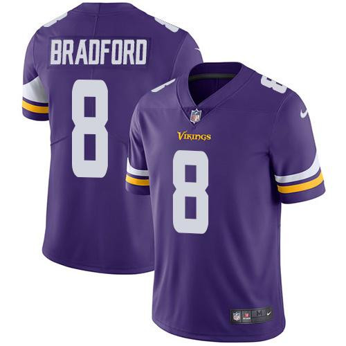  Vikings 8 Sam Bradford Purple Vapor Untouchable Player Limited Jersey