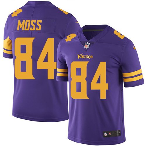  Vikings 84 Randy Moss Purple Color Rush Limited Jersey