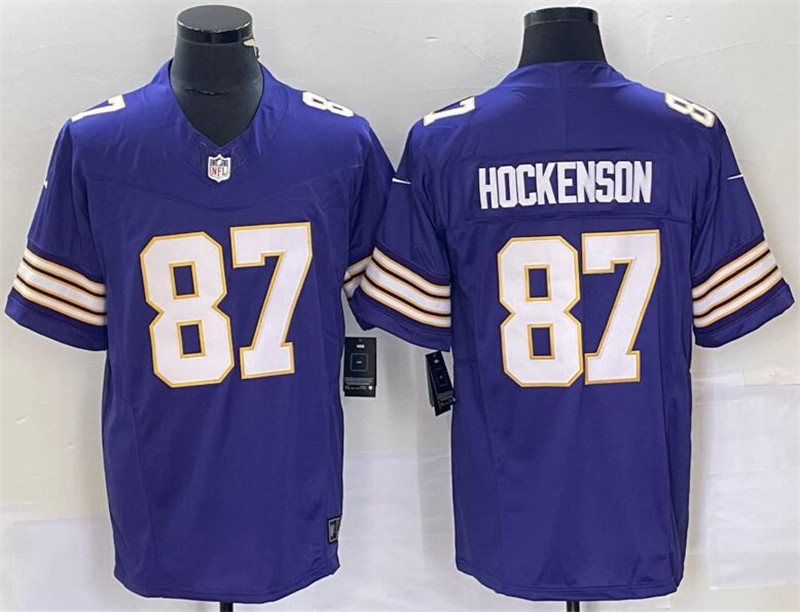 Nike Vikings 87 TJ Hockenson Purple F.U.S.E. Classic Vapor Limited Jersey