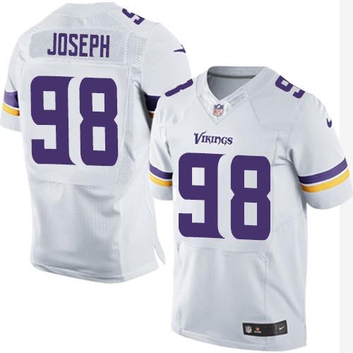  Vikings 98 Linval Joseph White Men Stitched NFL Elite Jersey