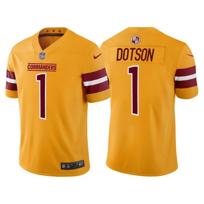 Nike Washington Commanders 1 Jahan Dotson Yellow 2022 NFL Draft Vapor Untouchable Limited Jersey