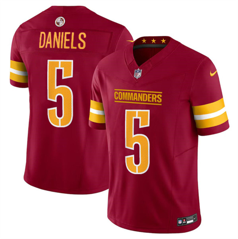 Nike Washington Commanders 5 Jayden Daniels Burgundy 2024 NFL Draft Vapor Limited Jersey