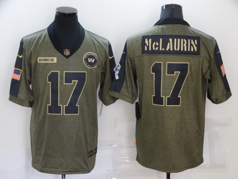 Nike Washington Football Team 17 Terry McLaurin Olive 2021 Salute To Service Limited Jersey