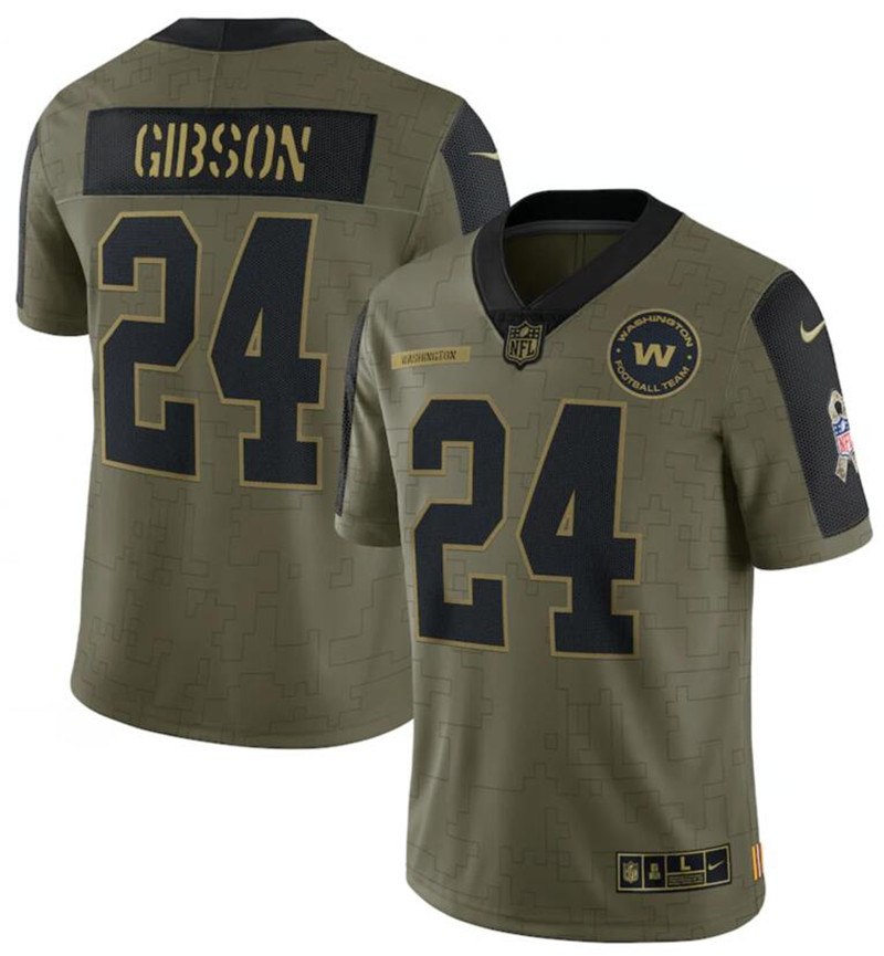 Nike Washington Football Team 24 Antonio Gibson Olive 2021 Salute To Service Limited Jersey