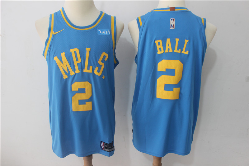 NBA Los Angeles Lakers #2 Lonzo Ball New Rev30 Swingman Throwback Blue Jersey