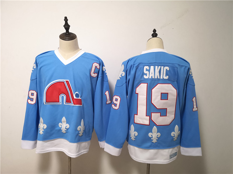 Nordiques 19 Joe Sakic Blue CCM Jersey