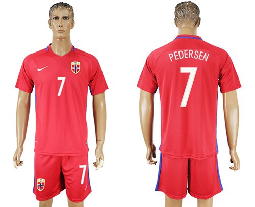 Norway 7 Pedersen Home Soccer Country Jersey