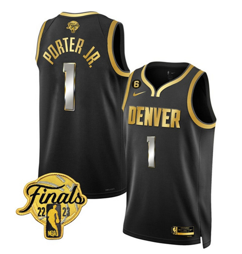 Nuggets 1 Michael Porter Jr. Black Nike 2023 Finals NO.6 Patch Swingman Jersey