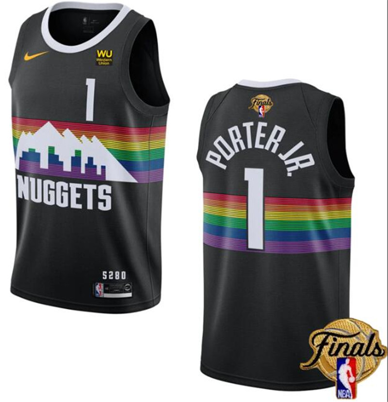 Nuggets 1 Michael Porter Jr. Black Nike 2023 Finals Patch City Edition Swingman Jersey