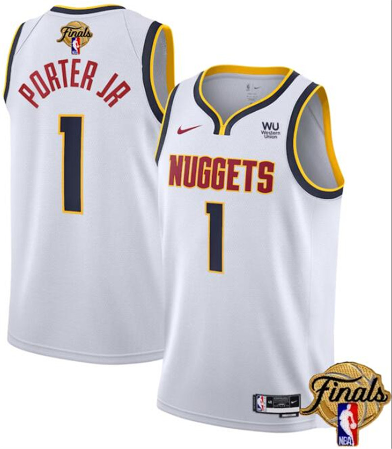 Nuggets 1 Michael Porter Jr. White Nike 2023 Finals Patch Association Edition Swingman Jersey