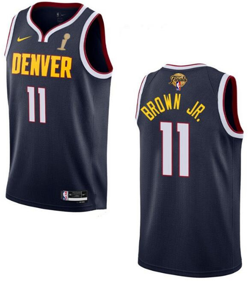 Nuggets 11 Bruce Brown Navy Nike 2023 Finals Champions Swingman Jersey