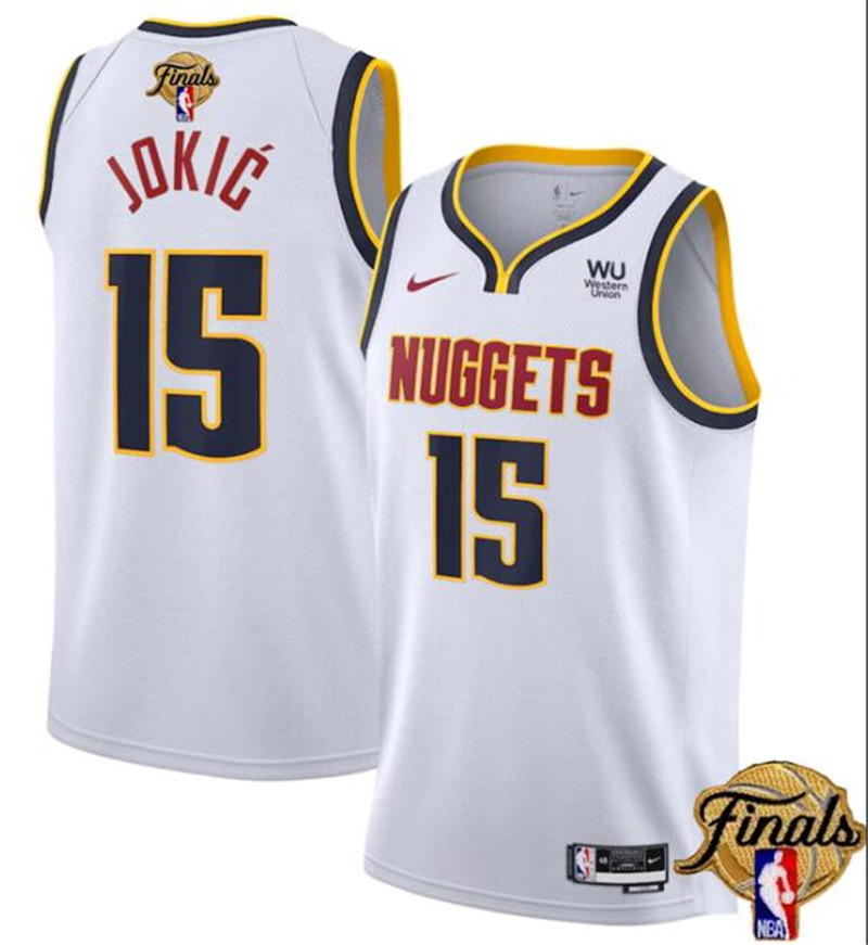 Nuggets 15 Nikola Jokic White Nike 2023 Finals Patch Association Edition Swingman Jersey