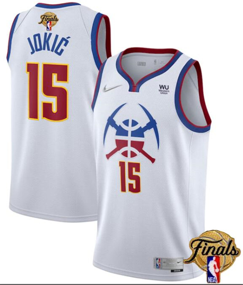 Nuggets 15 Nikola Jokic White Nike 2023 Finals Patch Earned Edition Swingman Jersey