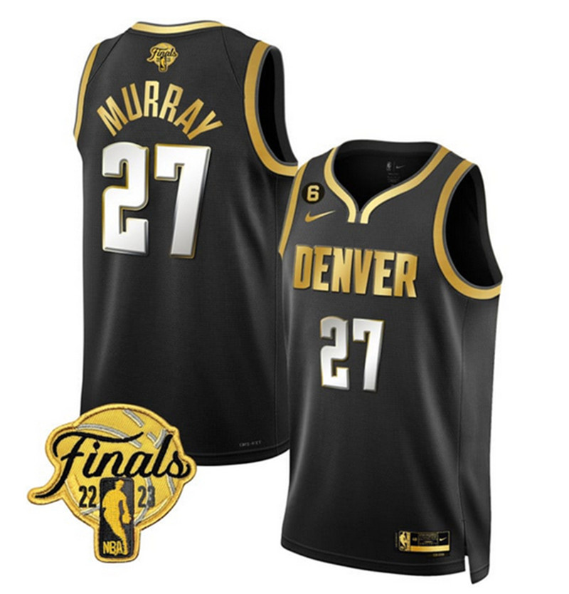 Nuggets 27 Jamal Murray Black Nike 2023 Finals NO.6 Patch Association Edition Swingman Jersey