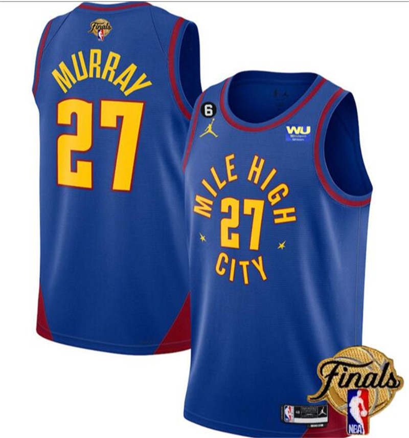 Nuggets 27 Jamal Murray Blue 2023 Finals NO.6 Patch Swingman Jersey